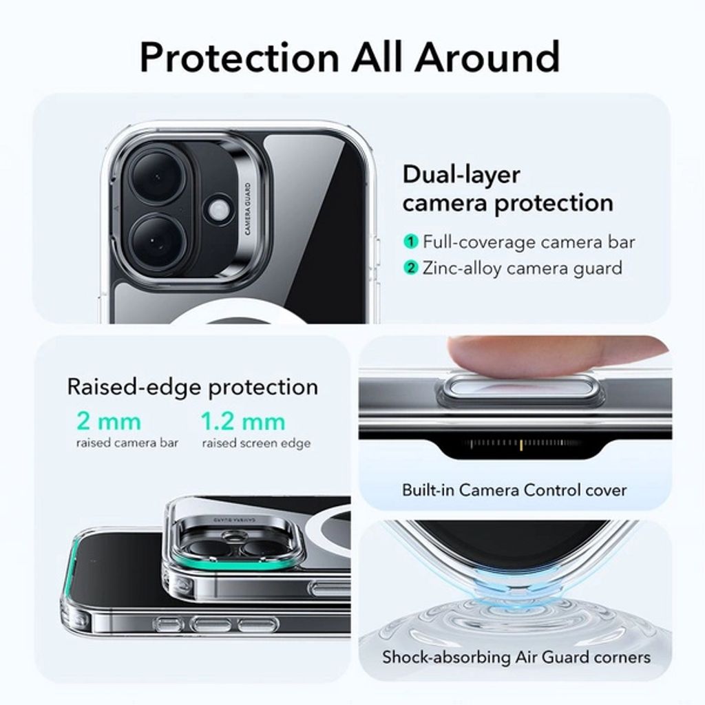 ESR Classic Hybrid Kickstand MagSafe Case for iPhone 17 - Clear