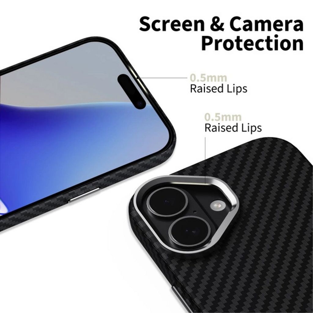 Tech-Protect Ion Carbon MagSafe Case for iPhone 17 - Black/Silver