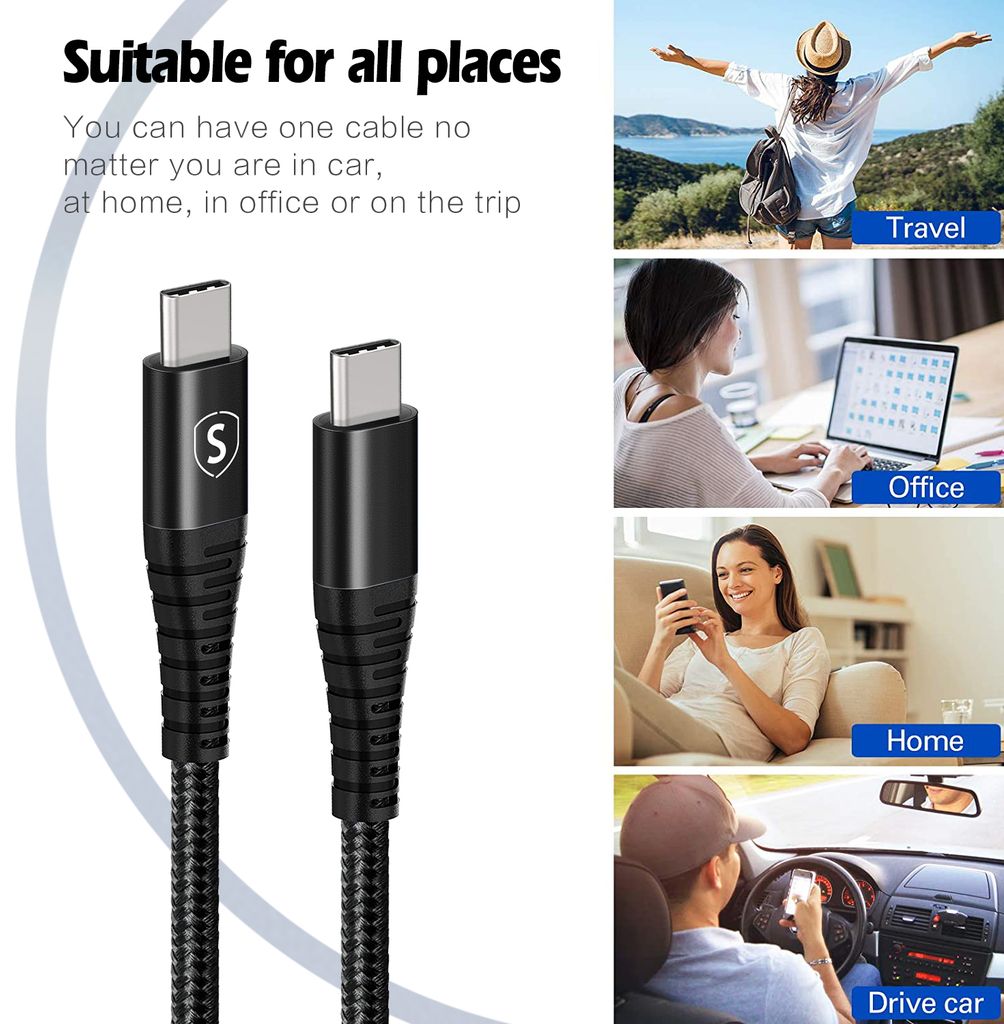 SiGN USB-C til USB-C-kabel 5A, 100W, 1m - Sort