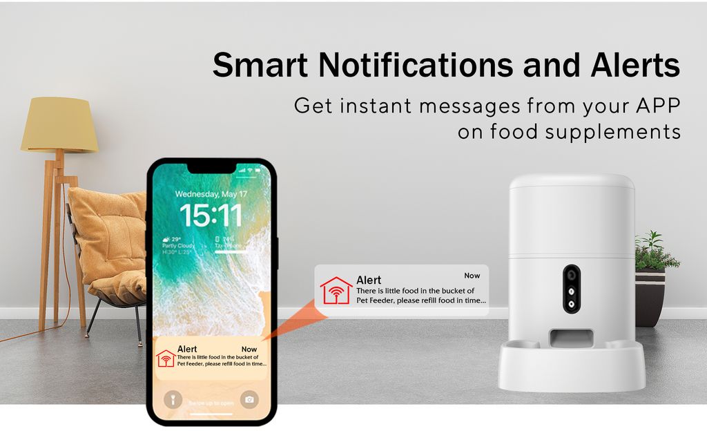 SiGN älykäs automaattinen ruokinta-automaatti koirille ja kissoille 4L – valkoinen