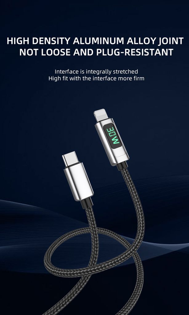 NEXTBATT USB-C til Lightning-kabel 30W, 3A, 1m - Sort