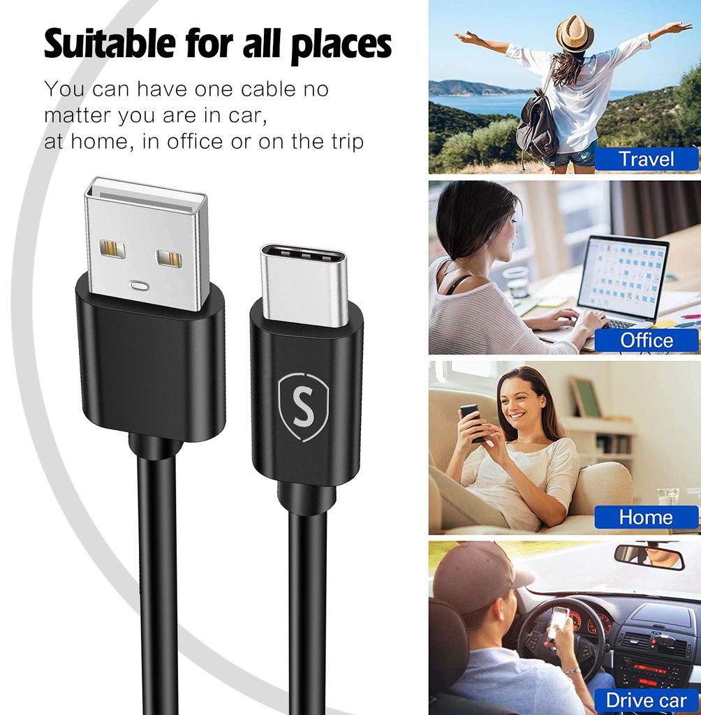 SiGN USB-C -kaapeli 2.1A, 2m - musta