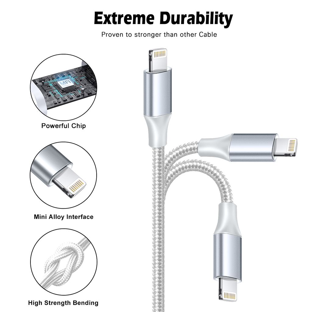 Valkoinen SiGN 3-i-1 Lightning, USB-C, Micro-USB palmikko 5V, 3A - 0,25m 