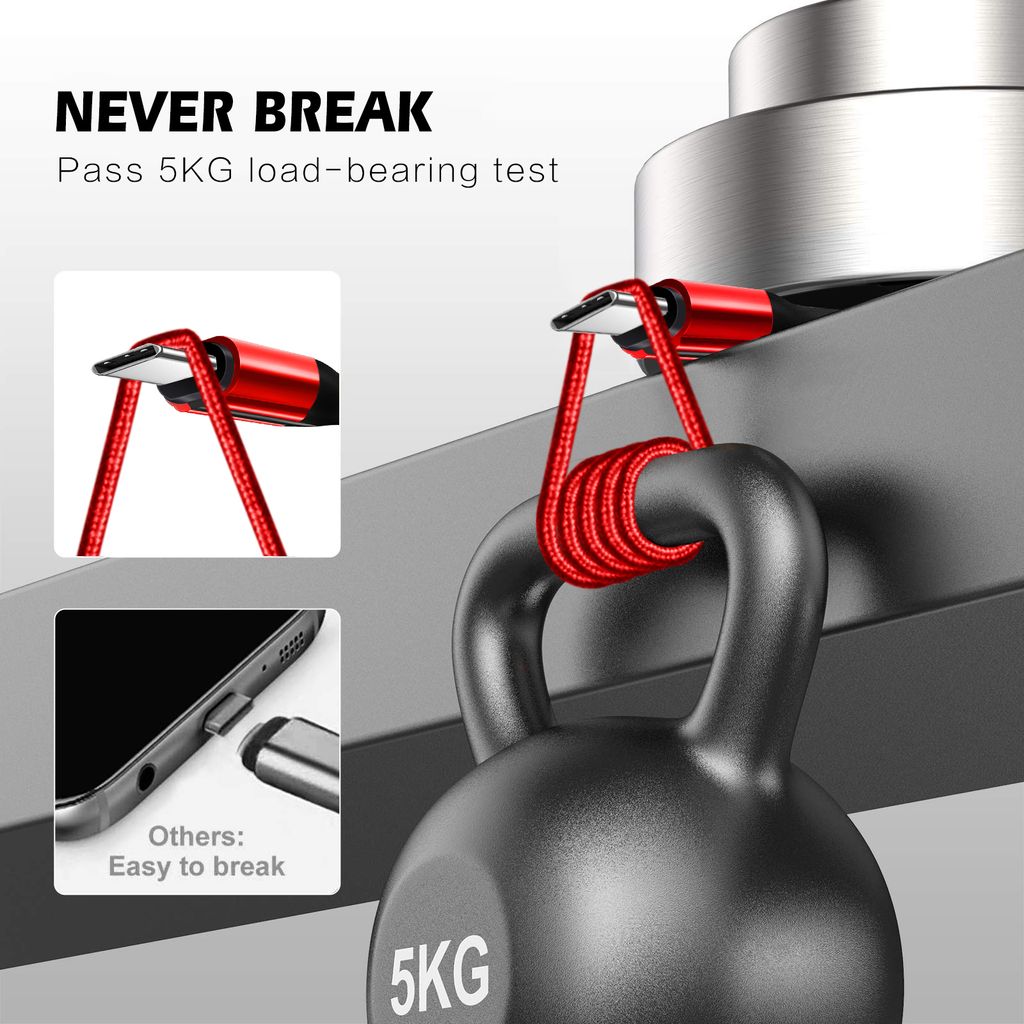 SiGN Kevlar USB-kabel med Lightning 2.1A, 2m - Grå/Rød