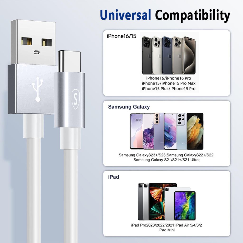 SiGN SuperCharge 5A, 25W, USB-C-kaapeli 2m - Valkoinen