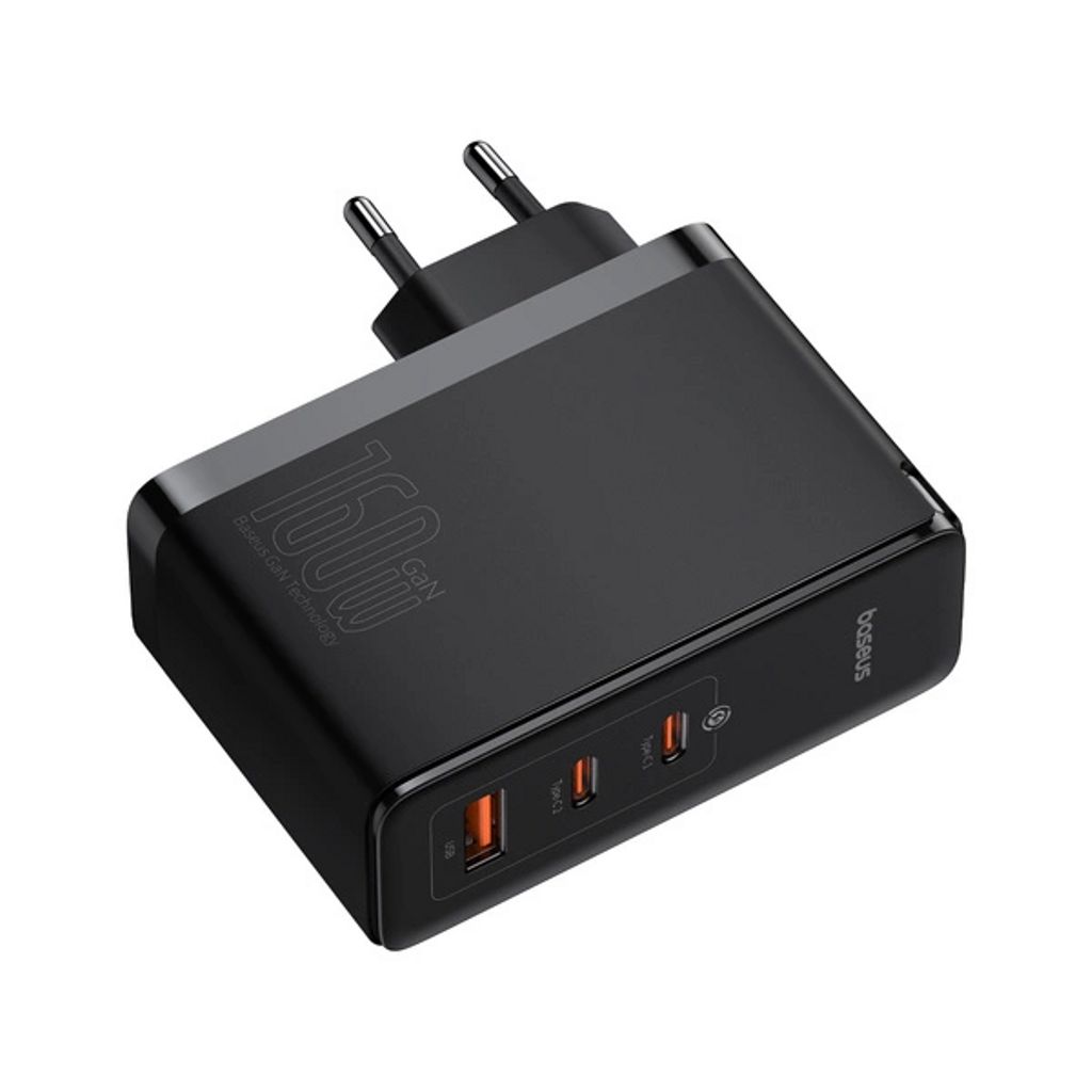 Baseus GaN5 Pro vegglader 2x USB-C, 1x USB-A, 160W + USB-C-kabel, 240W - Svart