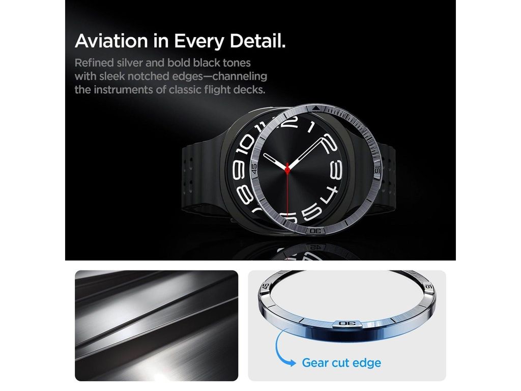 Spigen Tune Pilot Bezel Rammedeksel til Galaxy Watch 9/8 44 mm - sølv