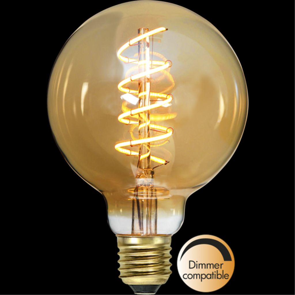 LED-lampa E27 G95 Decoled Spiral Amber