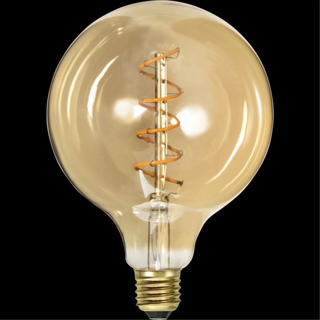 LED-lampa E27 G125 Decoled Spiral Amber