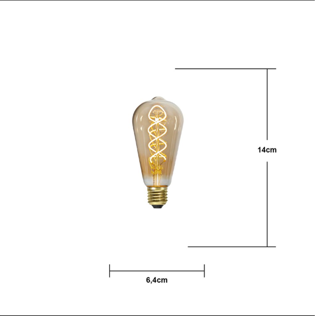 LED-lampa E27 ST64 Decoled Spiral Amber
