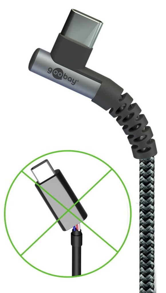Goobay USB-C till vinklad USB-C kabel 60W, 2m