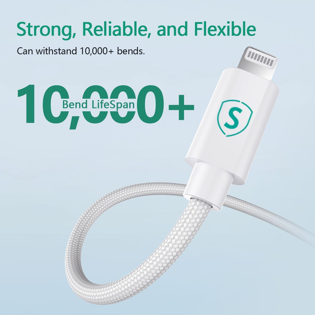 SiGN USB-C til Lightning-kabel 2 m, MFi, 27 W – hvit