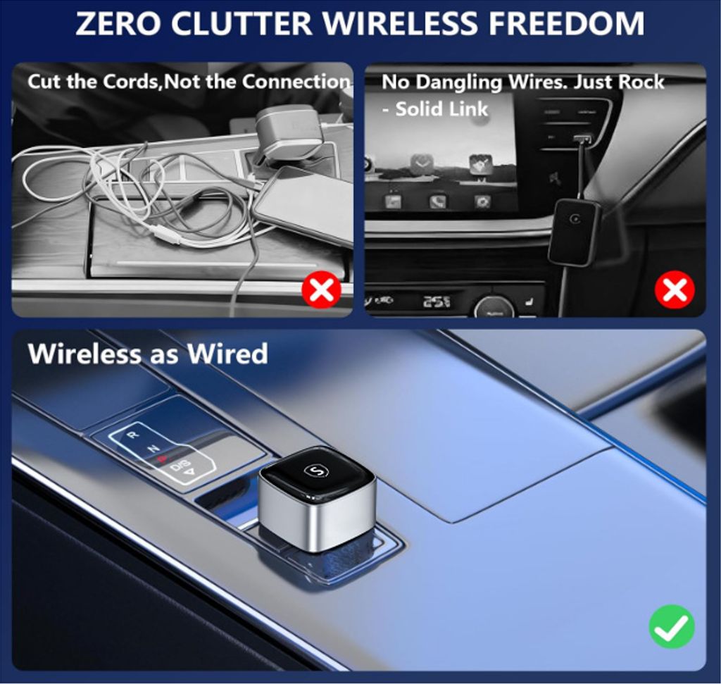 SiGN Mini trådlös CarPlay / Android Auto adapter - Silver