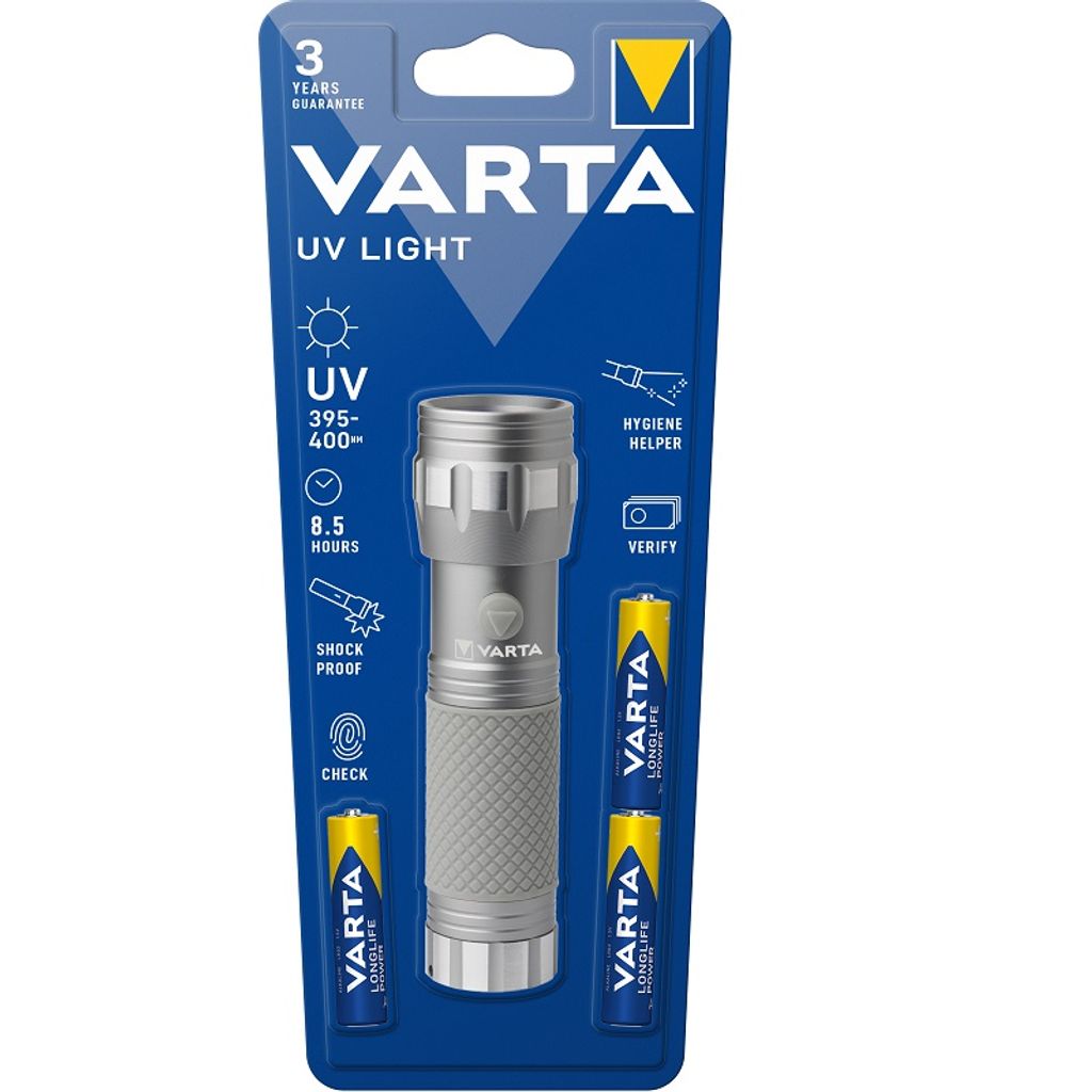 Varta UV-LED-Taschenlampe – Silber