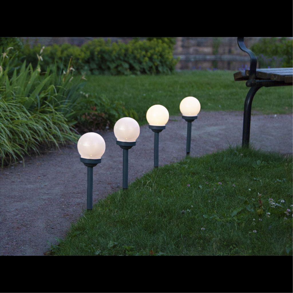 Star Trading solcellspollare Globus 4-pack – vit