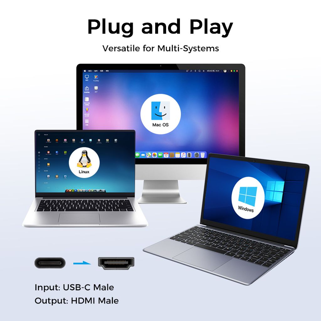 SiGN USB-C til HDMI-kabel 4K60Hz 3m - svart