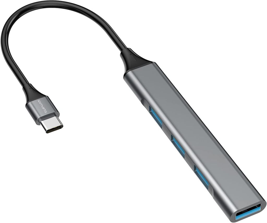 4Smarts USB-C-keskitin 4x USB-A-laturiin - tähtiharmaa