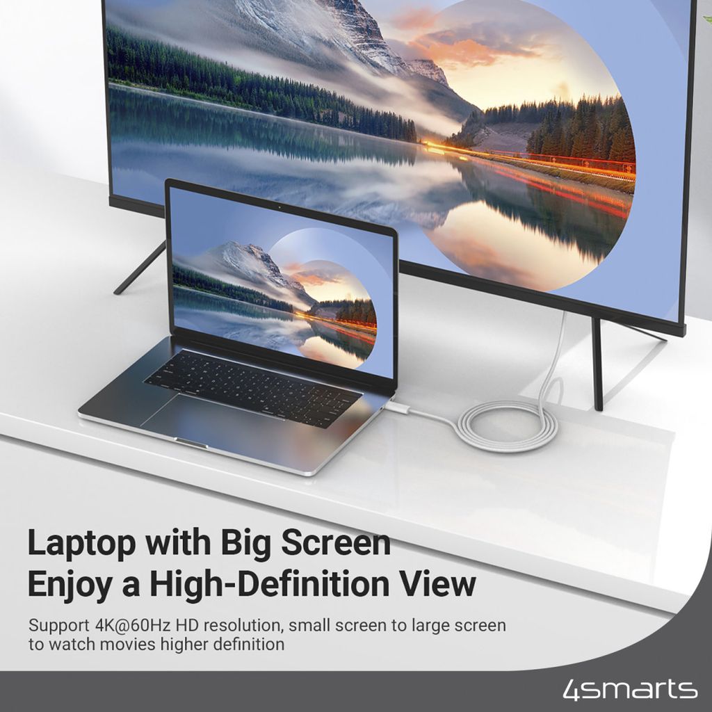 4Smarts USB-C - HDMI -kaapeli 2 m - Valkoinen