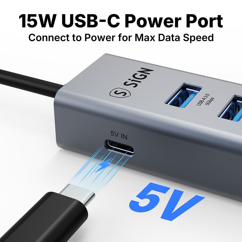 SiGN 7-i-1 USB-hub 4x USB-A / 3x USB-C, 1,2 m