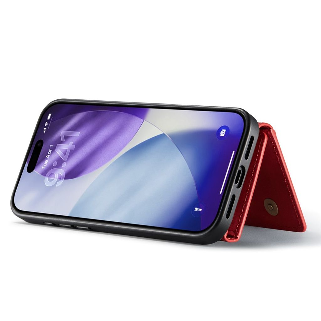 DG.MING M1 iPhone 18 Pro Max/17 Pro Max Skal med Stativ & Avtagbar Plånbok - Röd