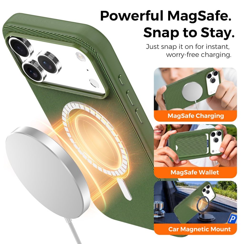 iPhone 18 Pro MagSafe Cover med Tech Fabric - Grøn