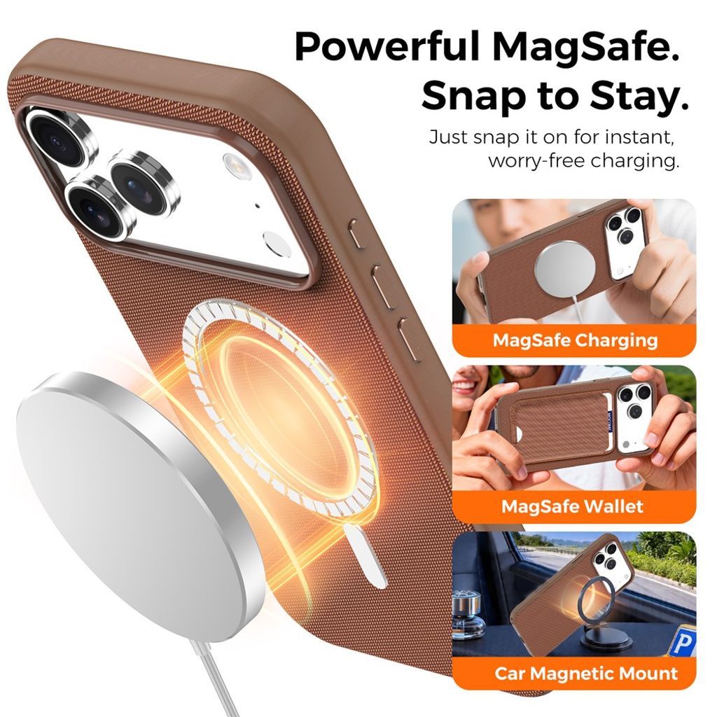 iPhone 18 Pro MagSafe Cover med Tech Fabric - Brun