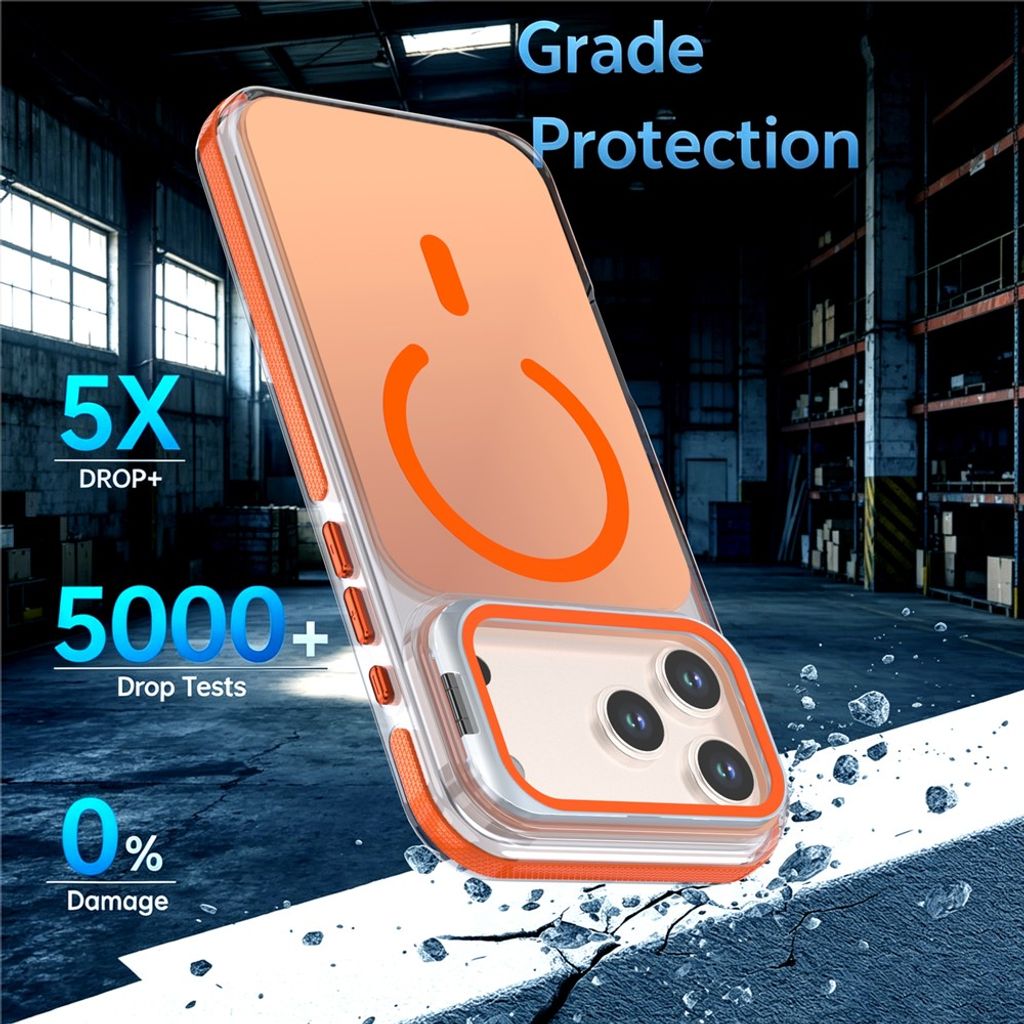 iPhone 18 Pro/17 Pro MagSafe Deksel med støtte - Oransje