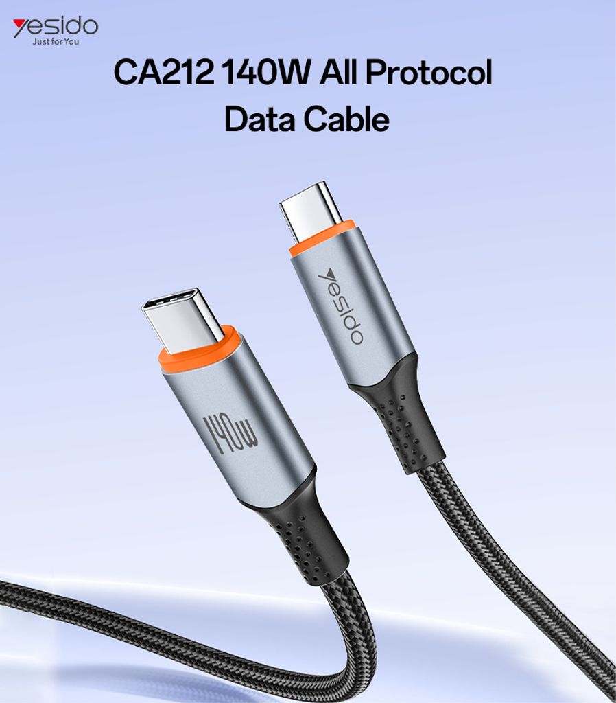 YESIDO CA212 USB-C till USB-C snabbladdningskabel 140W – 1,2 m