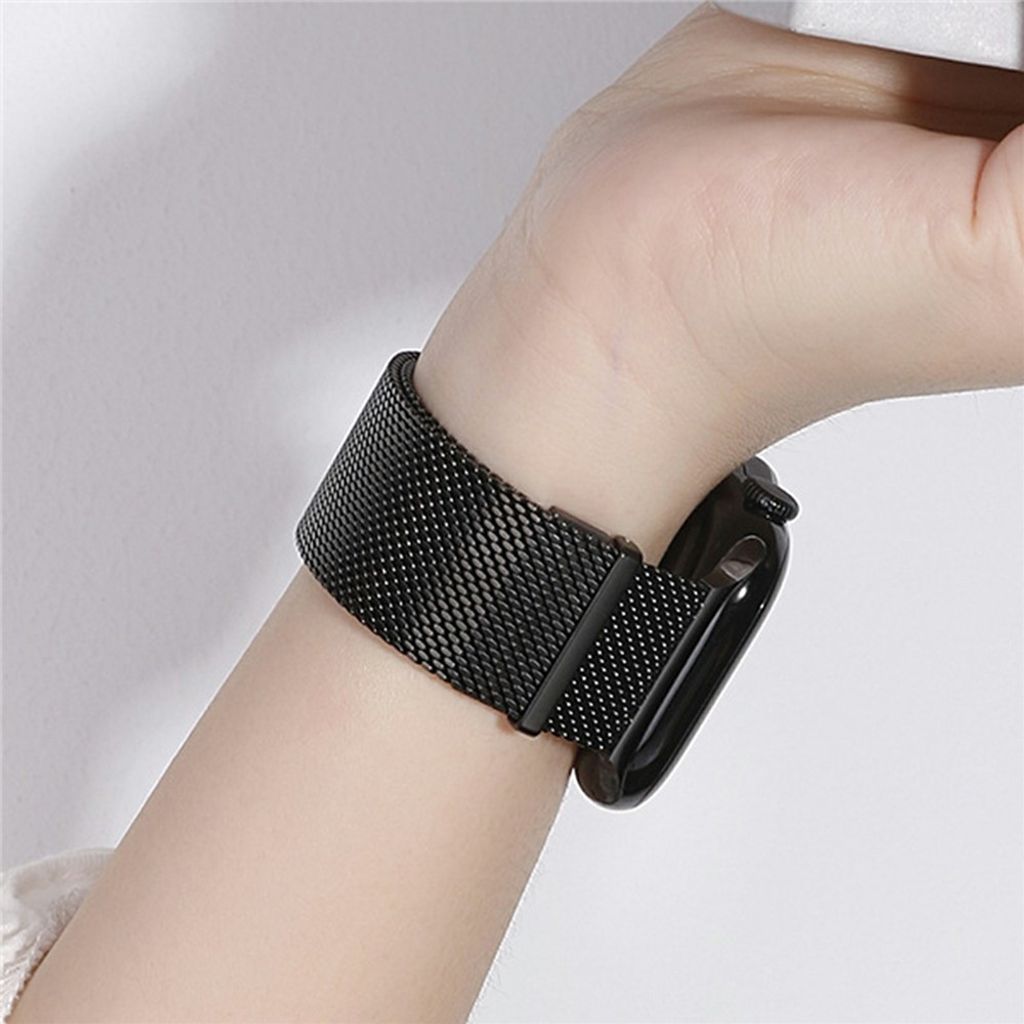 Apple Watch 49/46/44/42mm Milanesiskt magnetiskt Klockarmband - Svart