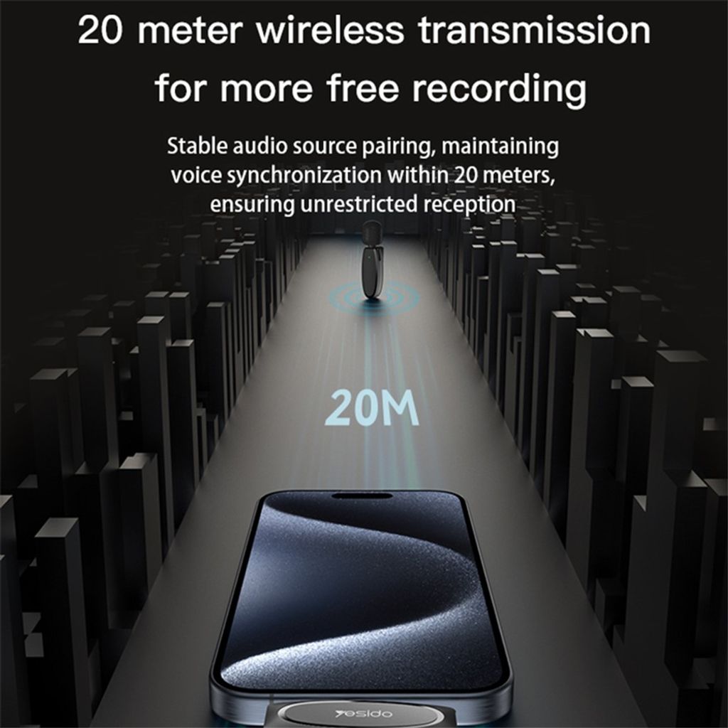 Yesido KR13 USB-C trådløs MEMS-mikrofon med klips, 2-pakning – svart