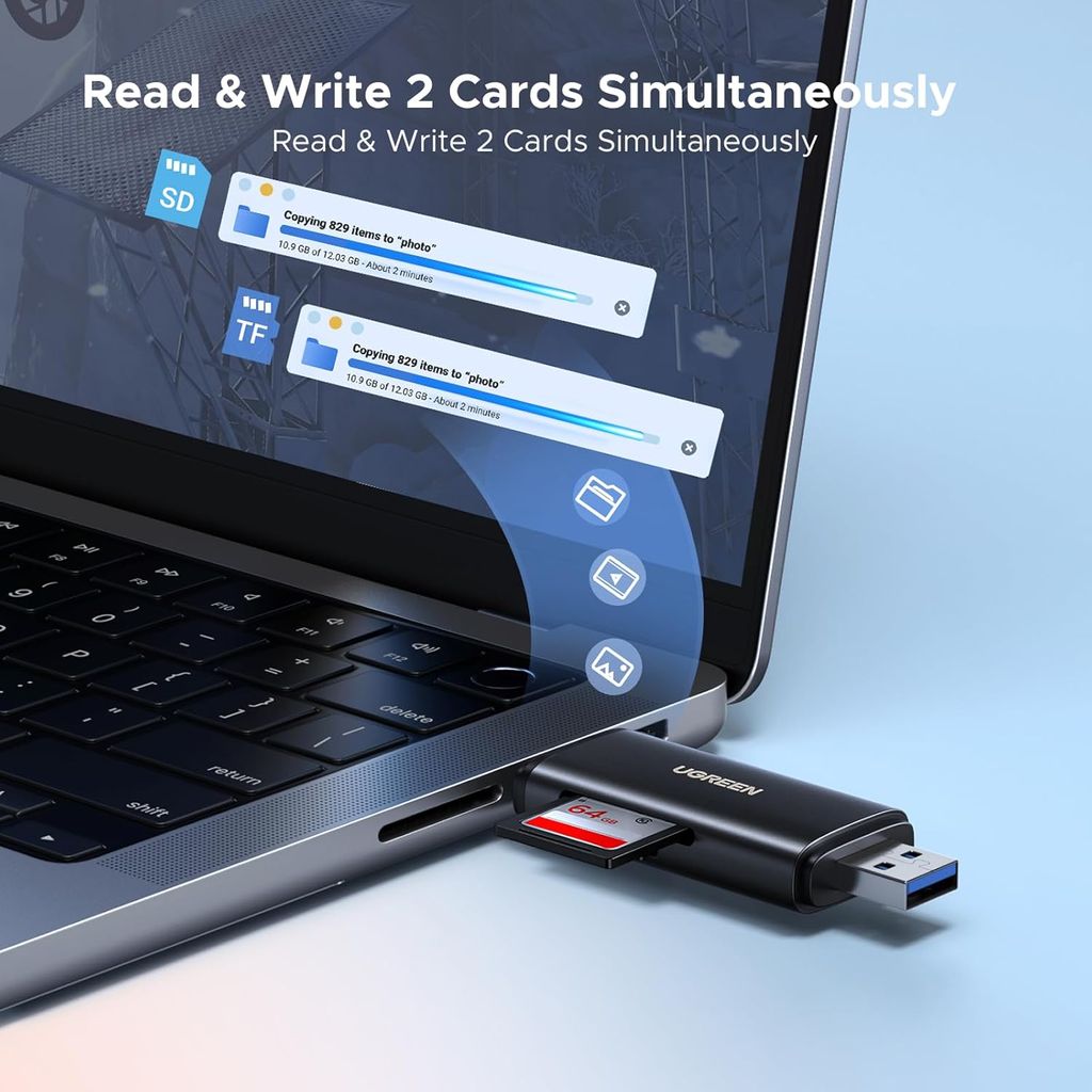 UGREEN 2-in-1 USB-C/USB-A Memory Card Reader