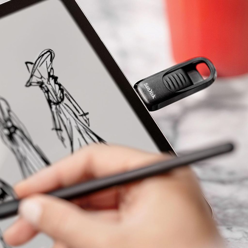 SanDisk 1TB Ultra Slider USB-C 3.2 USB-flashdrev - Sort