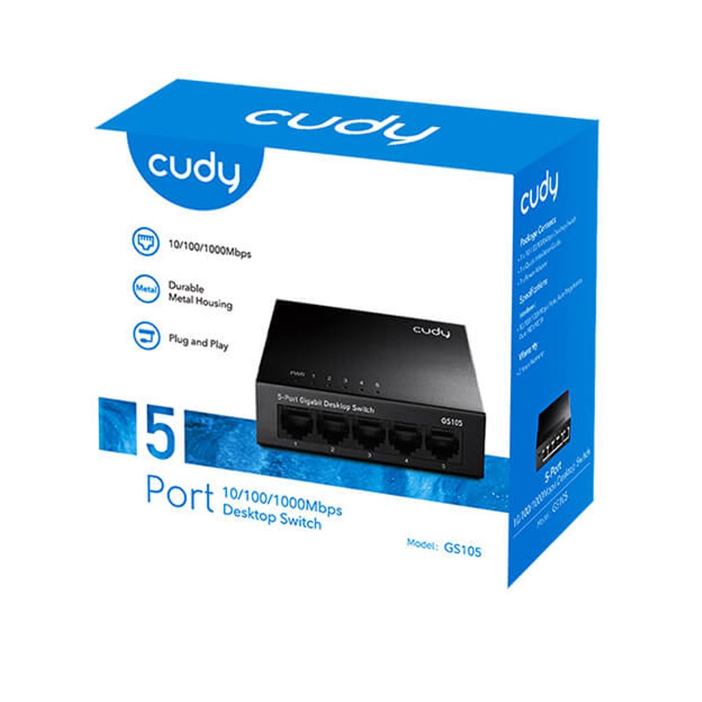 Cudy GS105 5-portars gigabitswitch – svart