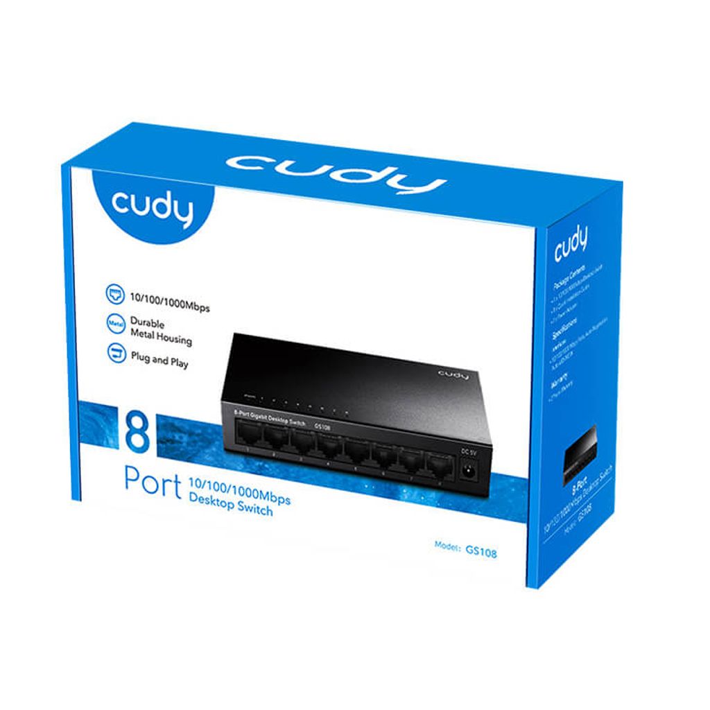 Cudy GS108 nätverksswitch 8-port Gigabit – svart