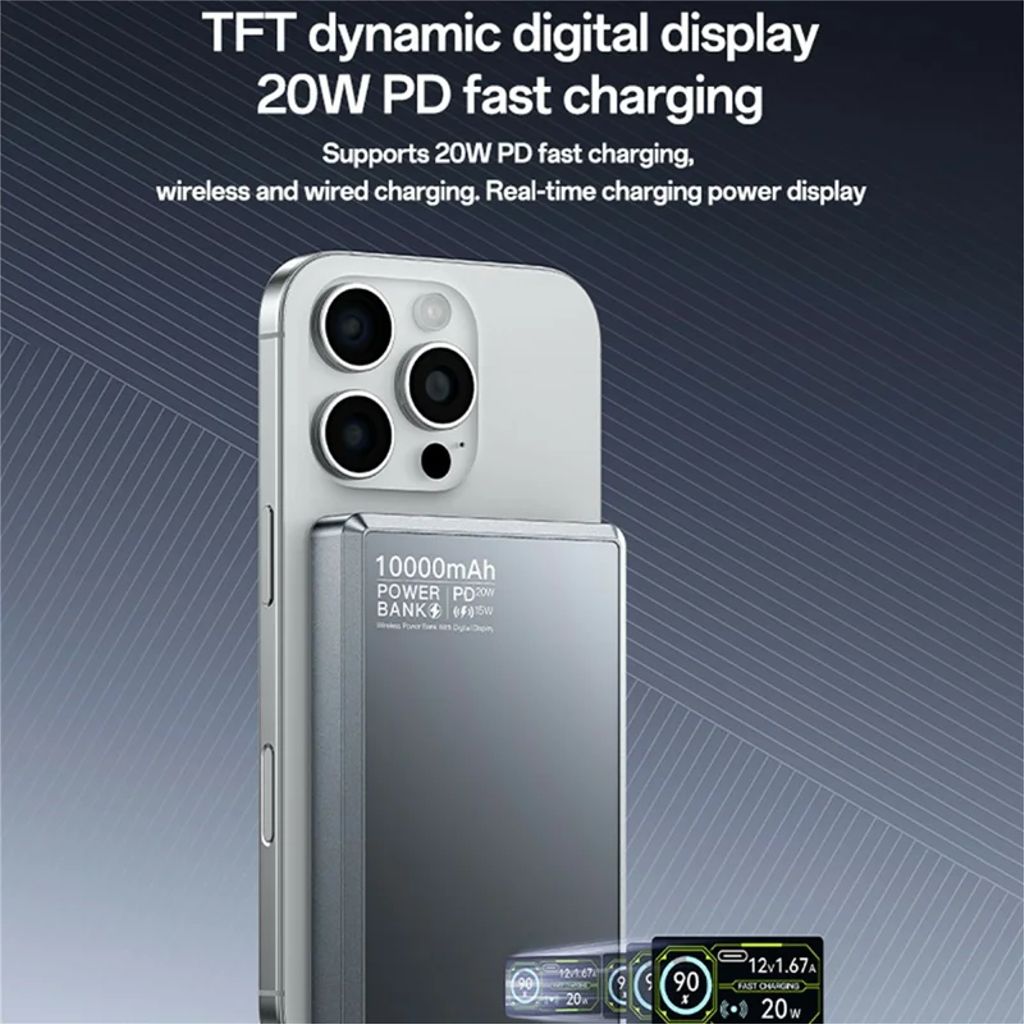 Yesido YP91 magnetisk trådløs powerbank 10000mAh – sort