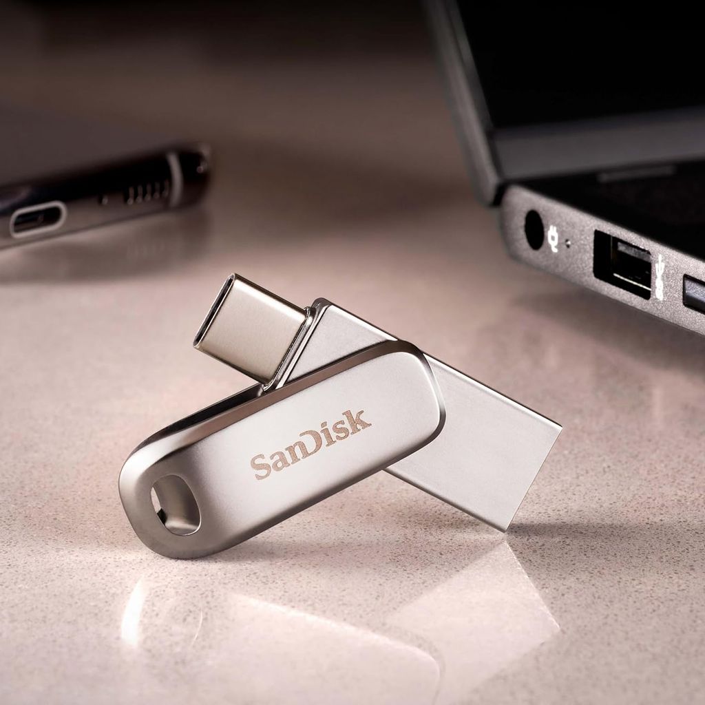 SanDisk Ultra Dual Drive Luxe 1TB USB-C 3.2 USB-flashdrev - sølv