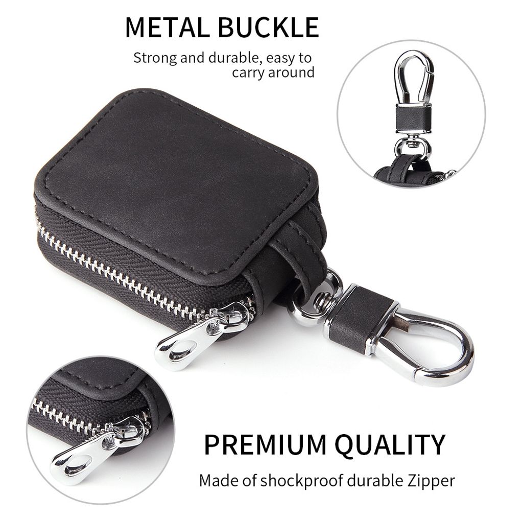 Fodral i konstläder med krok för AirPods 3/Pro/1/2 - svart