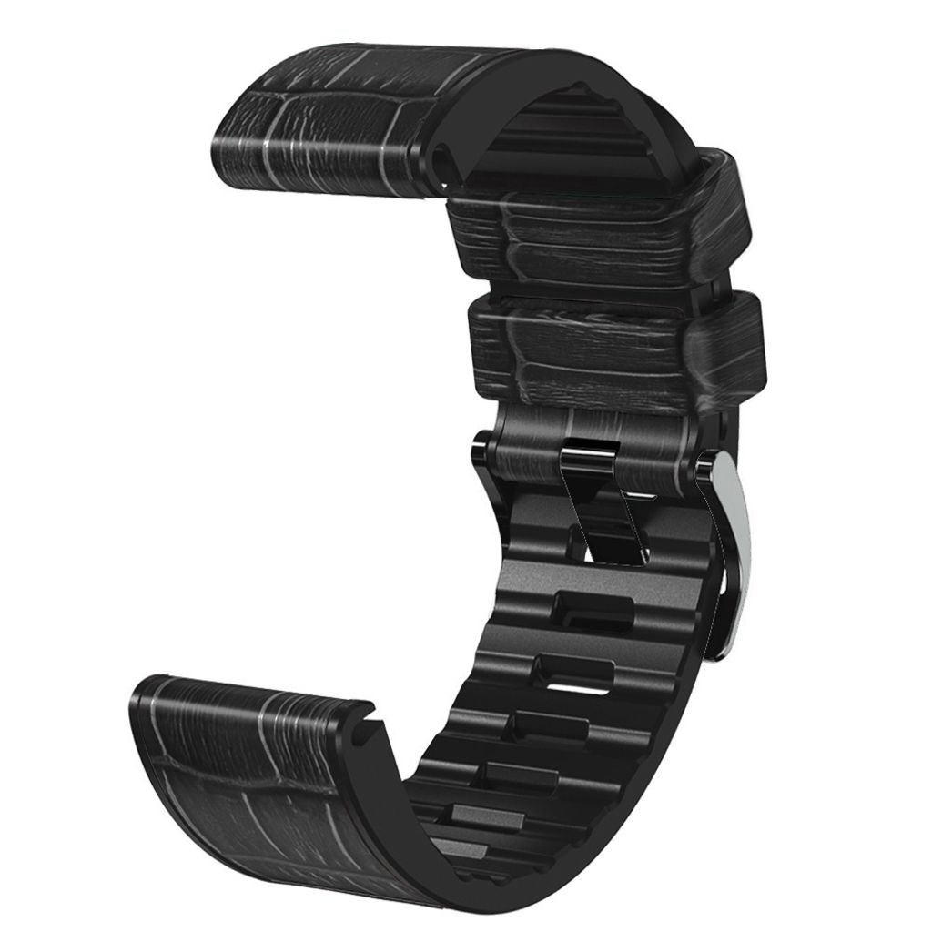 Garmin Fenix 7/6 Pro/5 Plus Klokkereim med Krokodillemønster - Svart