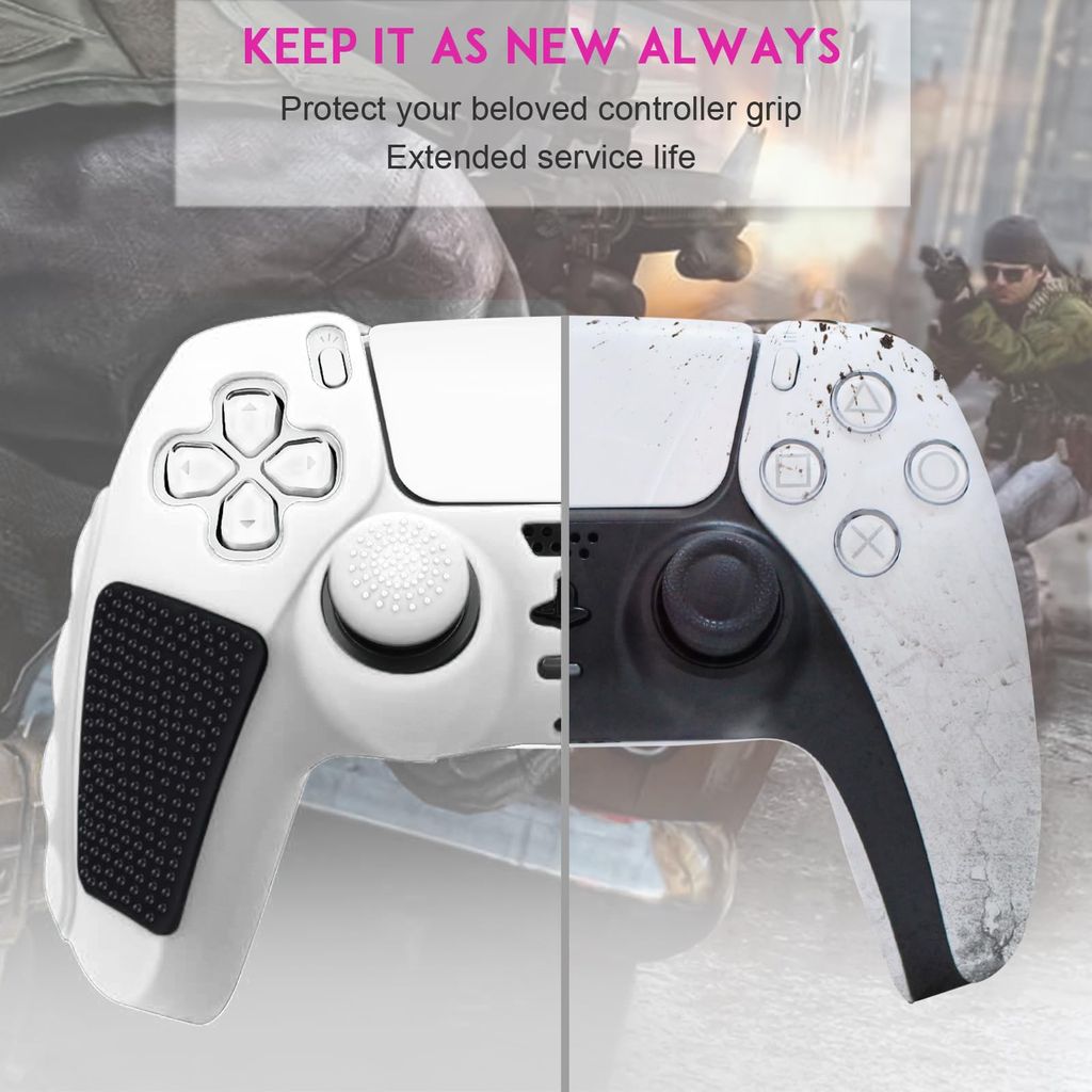 Silikone beskyttelsesetui til Sony PS5 Gamepad – Sort/Hvid