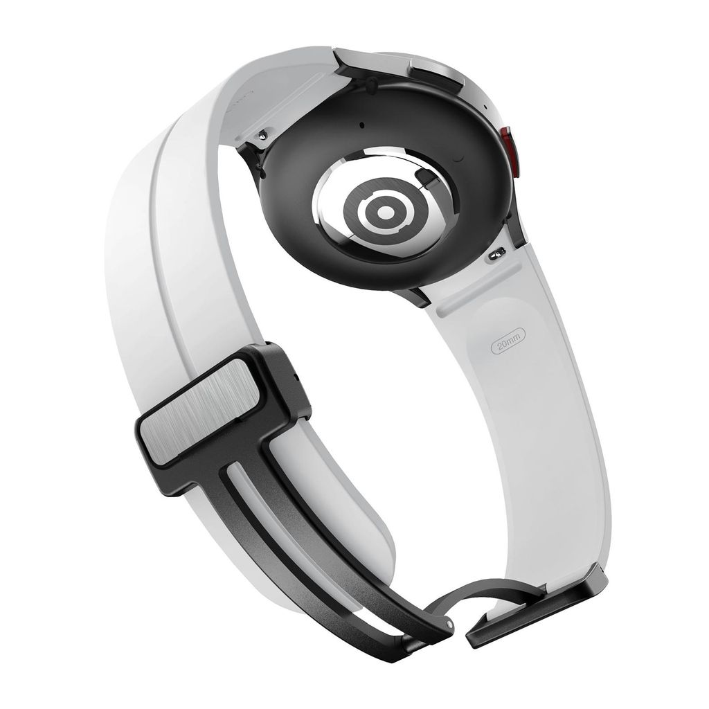 Samsung Galaxy Watch 7/6/5 -kellonranneke silikonimagneettisoljella – valkoinen