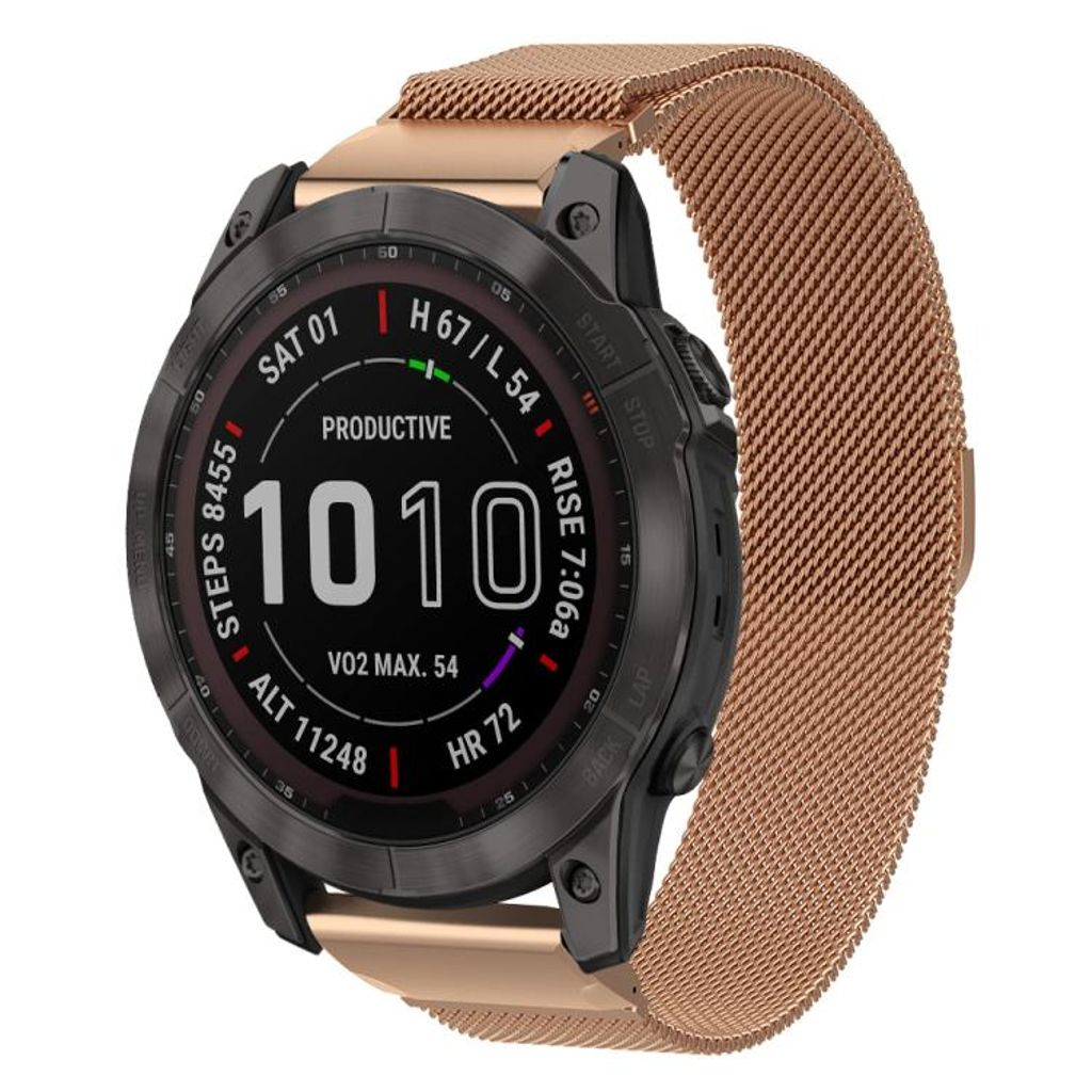 Garmin Fenix 7X/6X/5X Klokkereim milanese i metall - Rose gull