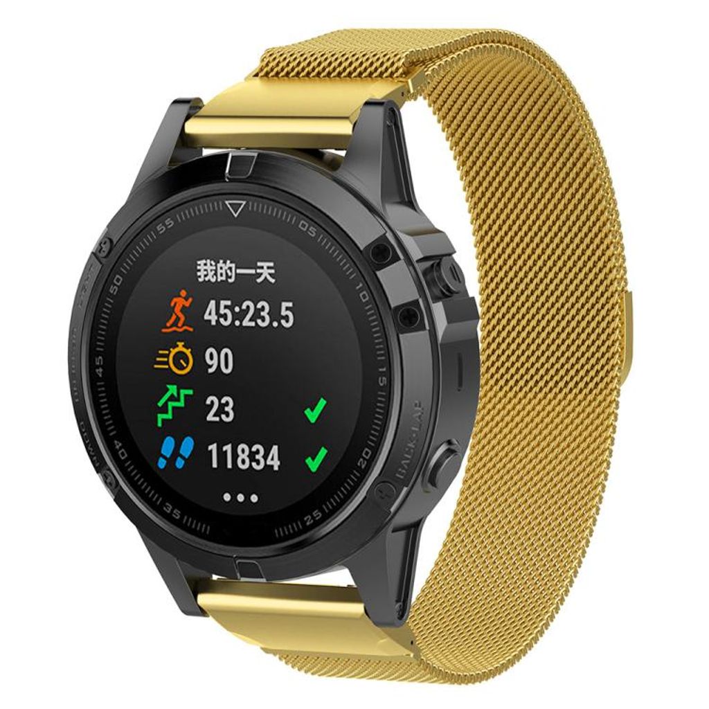 Garmin Fenix 7/6/5 Kellonranneke milanese-metalli - Kulta