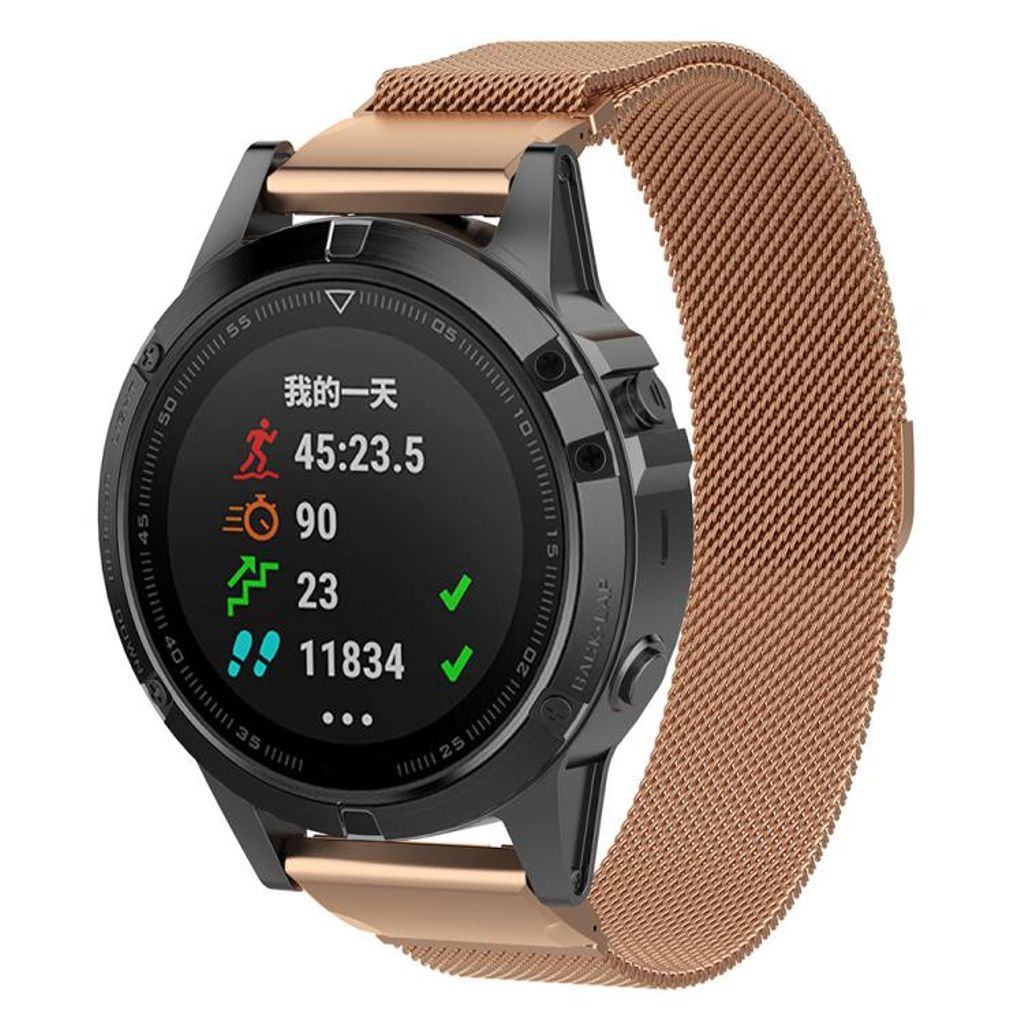 Garmin Fenix 7/6/5 Kellonranneke milanese-metalli - Ruusu kultaa