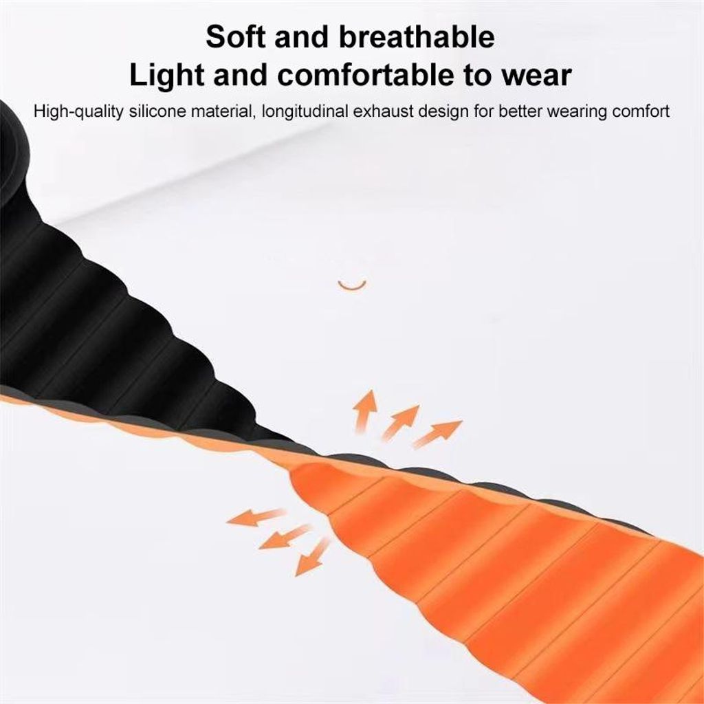 Garmin Fenix 8/7X/6X etc Klockarmband Silikon Magnetisk Stängning – Svart/Orange