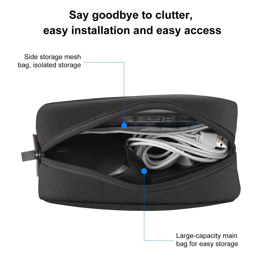 HAWEEL Opbevaringspose til Elektroniktilbehør, Størrelse L - Sort
