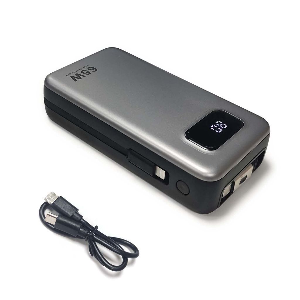 SiGN Kraftig Powerbank med Innebygde Kabler 20000mAh 65W USB-C/Lightning