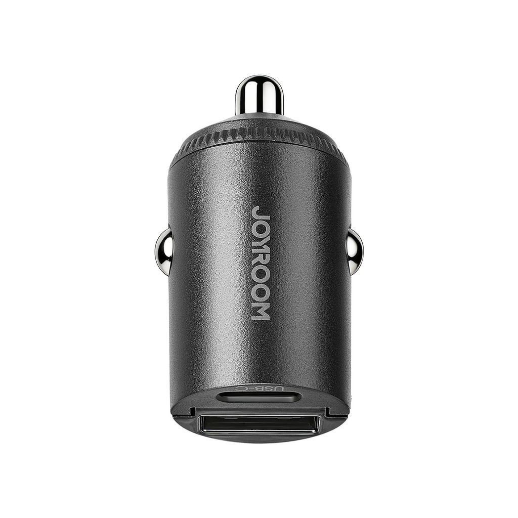 Joyroom JR-CCN18 USB-A/USB-C mini billaddare med dragring – svart