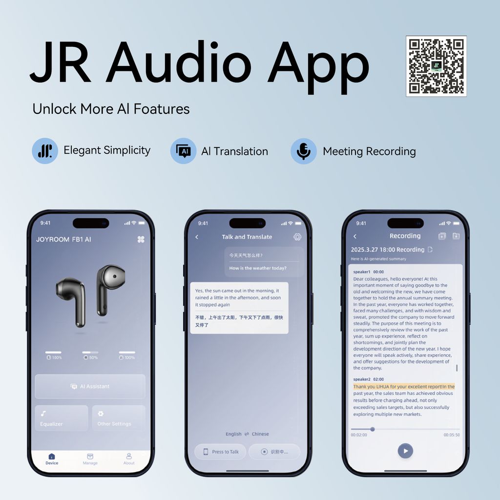 Joyroom JR-FB1 Funpods TWS Trådlösa in-ear hörlurar med ANC, AI version – Vit
