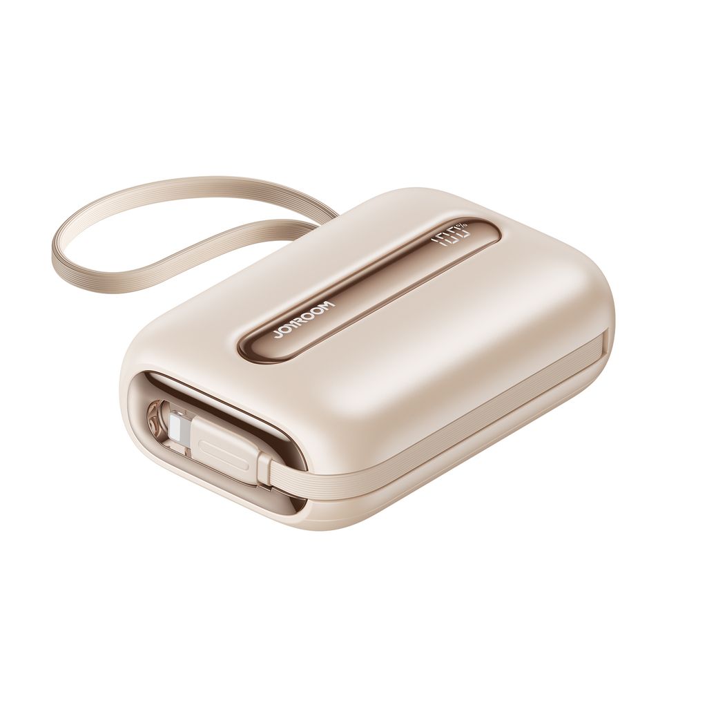 Joyroom JR-L012 Ultra powerbank 20000mAh met USB-C/Lightning-kabels - Abrikoos