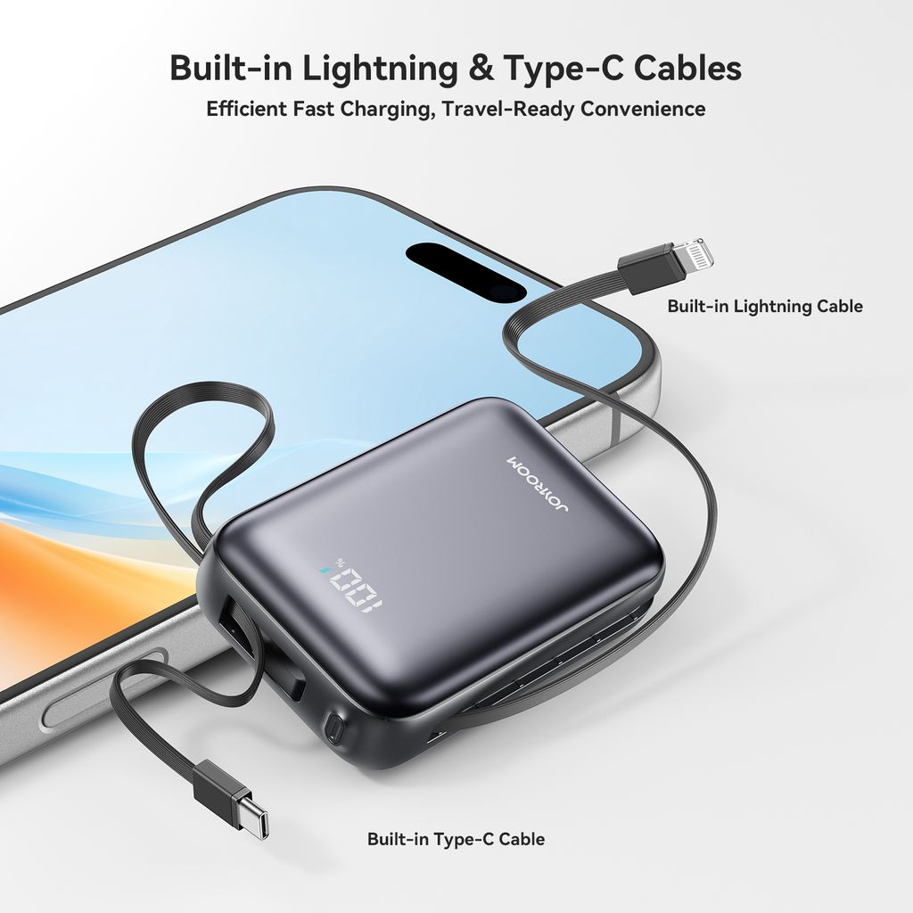 Joyroom JR-PBF29 Mini-Powerbank 20.000 mAh 22,5 W mit zwei Kabeln – Schwarz